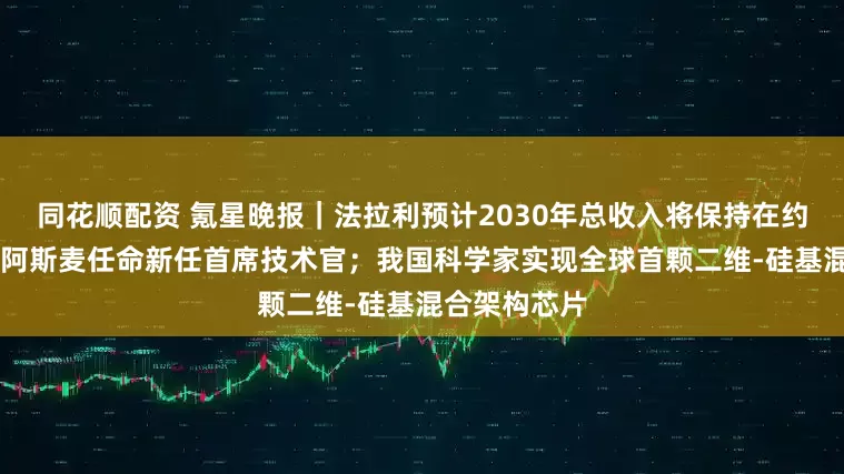 同花顺配资 氪星晚报|法拉利预计2030年总收入将保持在约90亿欧元;阿斯麦任命新任首席技术官;我国科学家实现全球首颗二维-硅基混合架构芯片